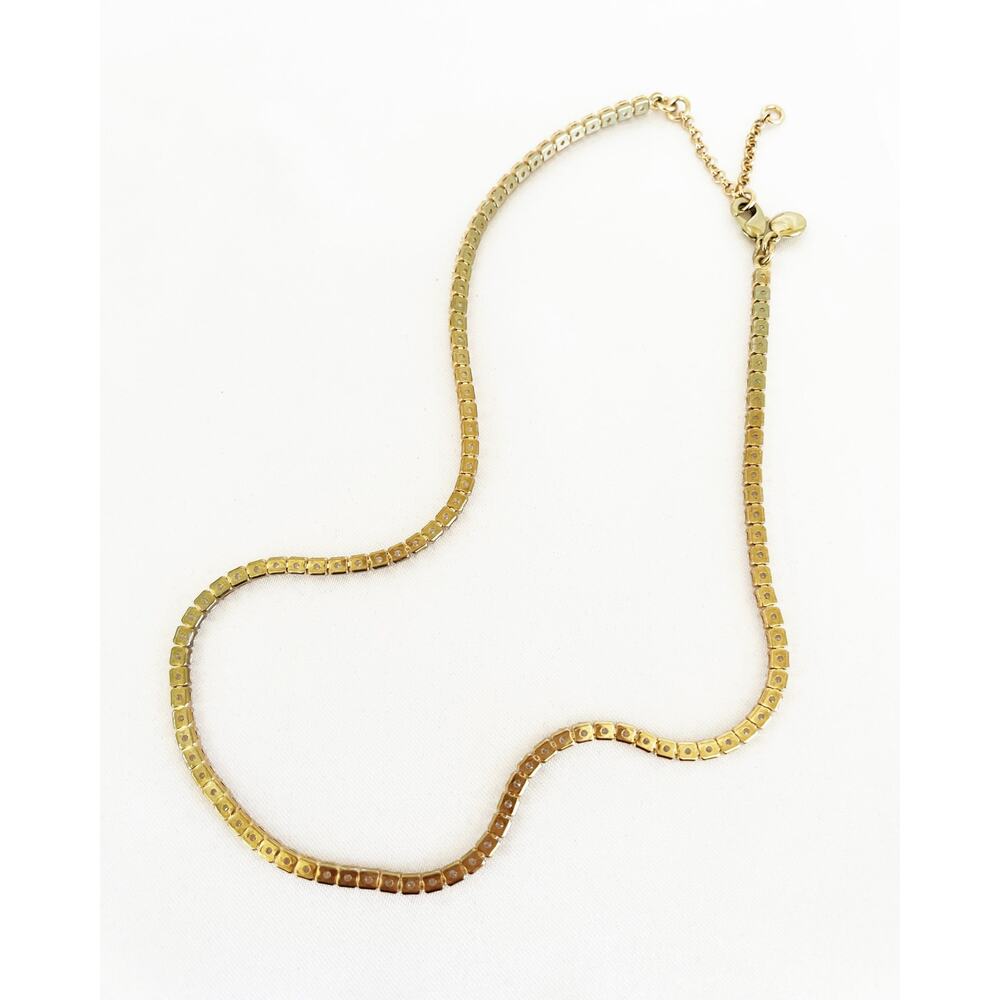 J CREW TENNIS Necklace Square Cubic Zirconia Bezel Set Tennis Necklace - Picture 10 of 14